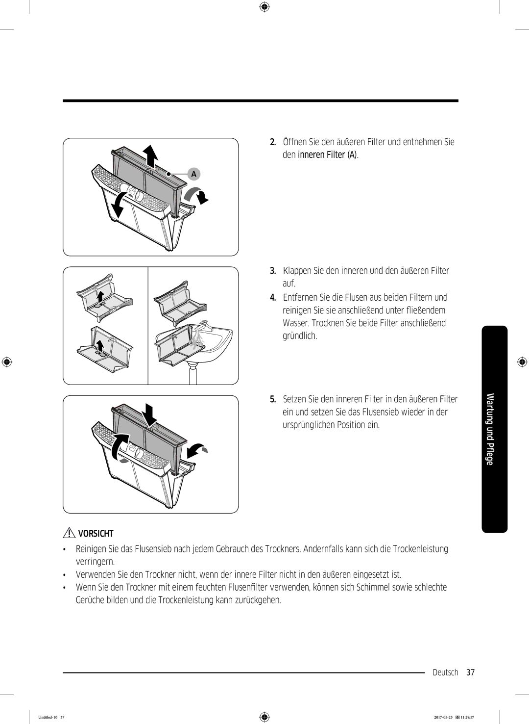 Samsung DV91M8204AW/EG manual Deutsch 37  